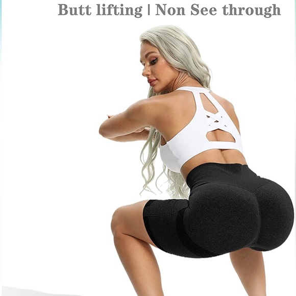 Scrunch Butt Lift Biker Shorts High Waist Booty Contour Workout Gym Shorts - Picture 2 of 3